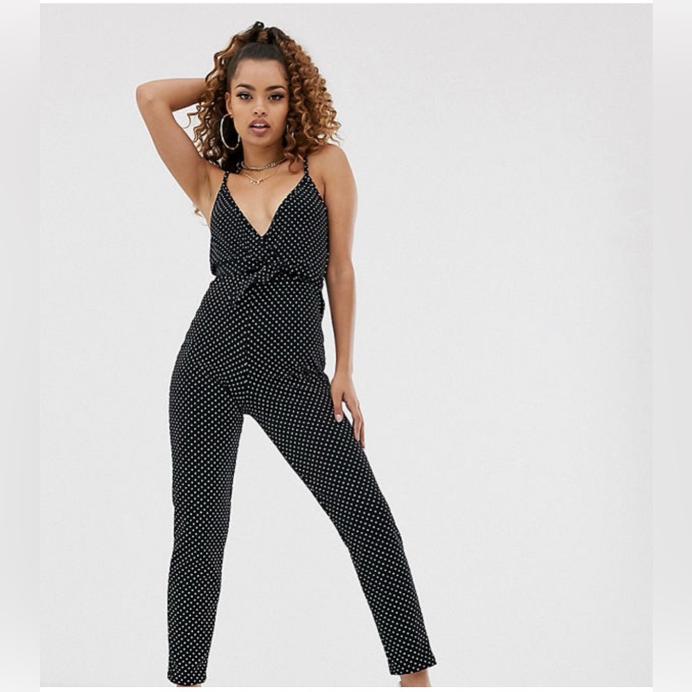 Pretty Little Thing Black Polka Dot Jumpsuit